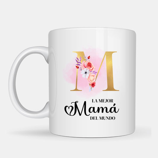 Taza "La mejor mamá del mundo con incial"
